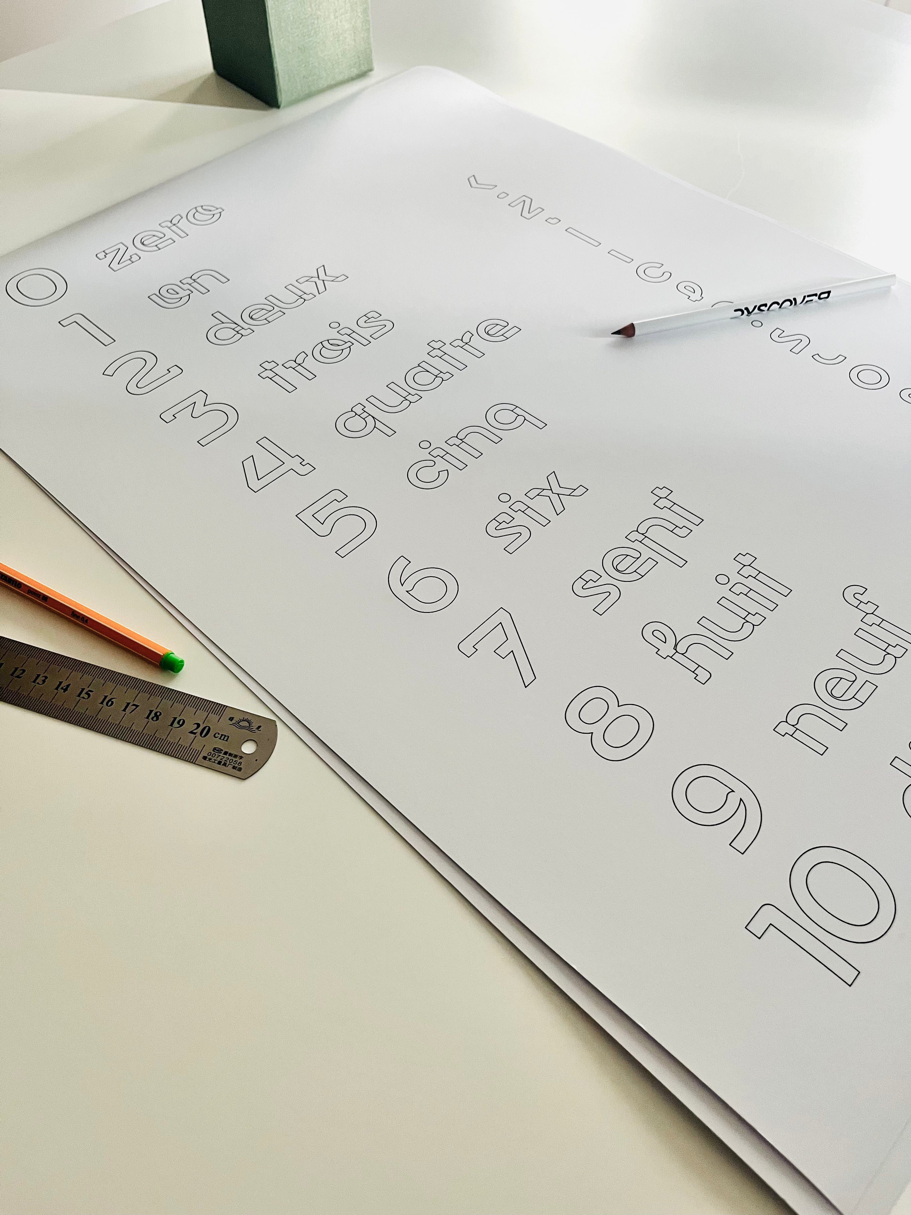 Collection Lettres & Chiffres | Gamme 123 [Affiche à Colorier] - Dyscover