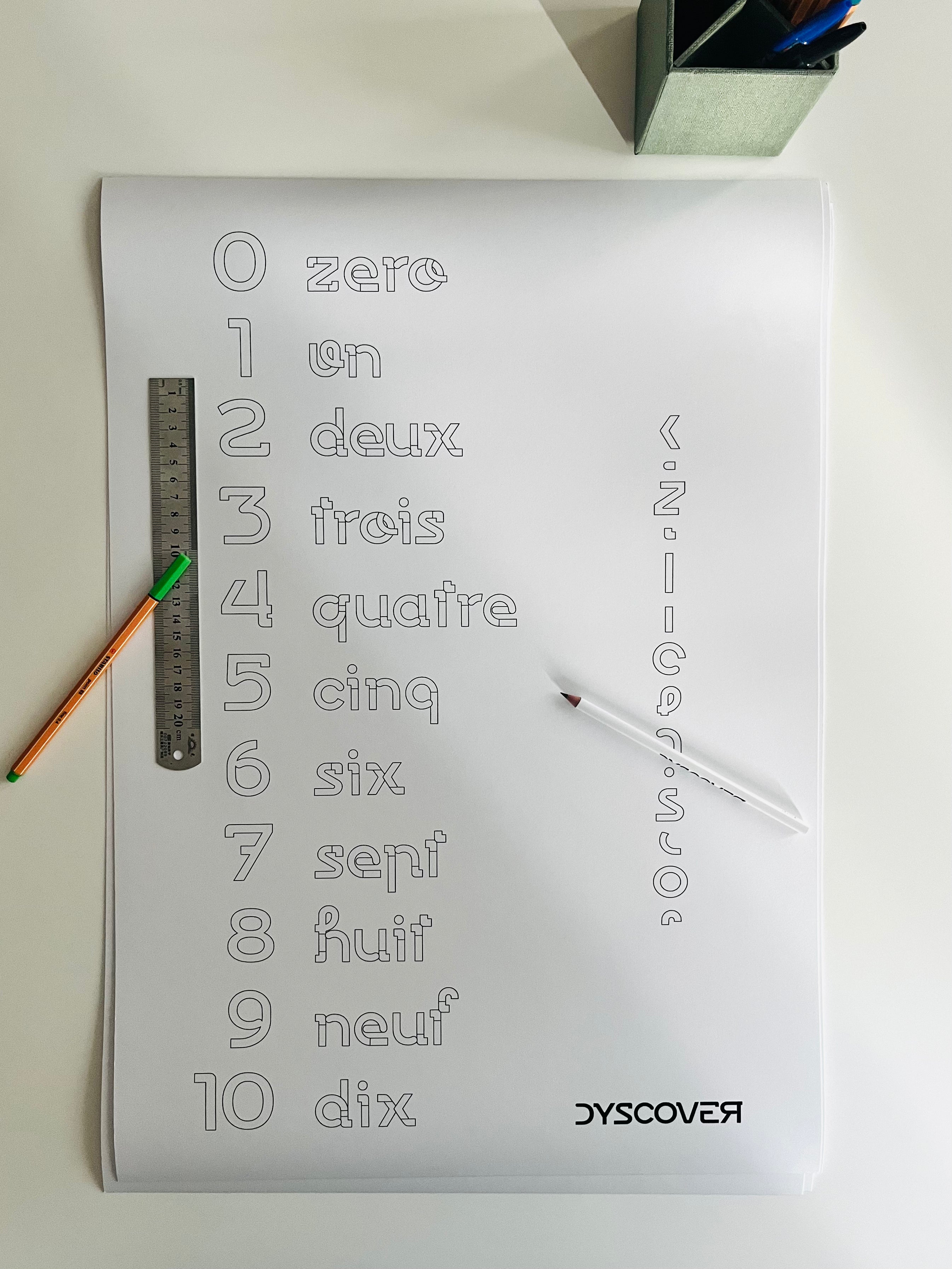 Collection Lettres & Chiffres | Gamme 123 [Affiche à Colorier] - Dyscover