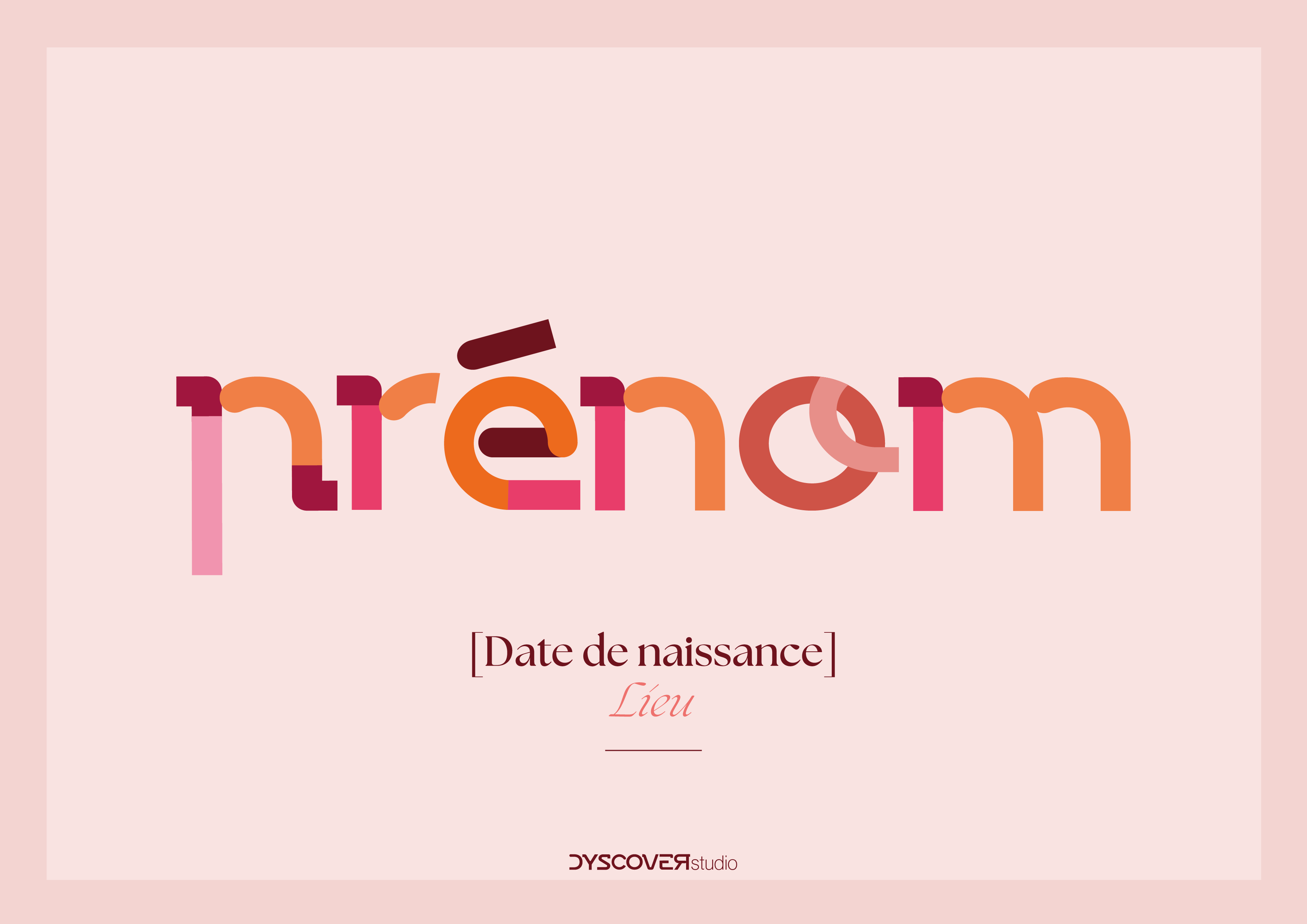Collection Lettres à Encadrer | Gamme Rose [Affiche de Naissance]
