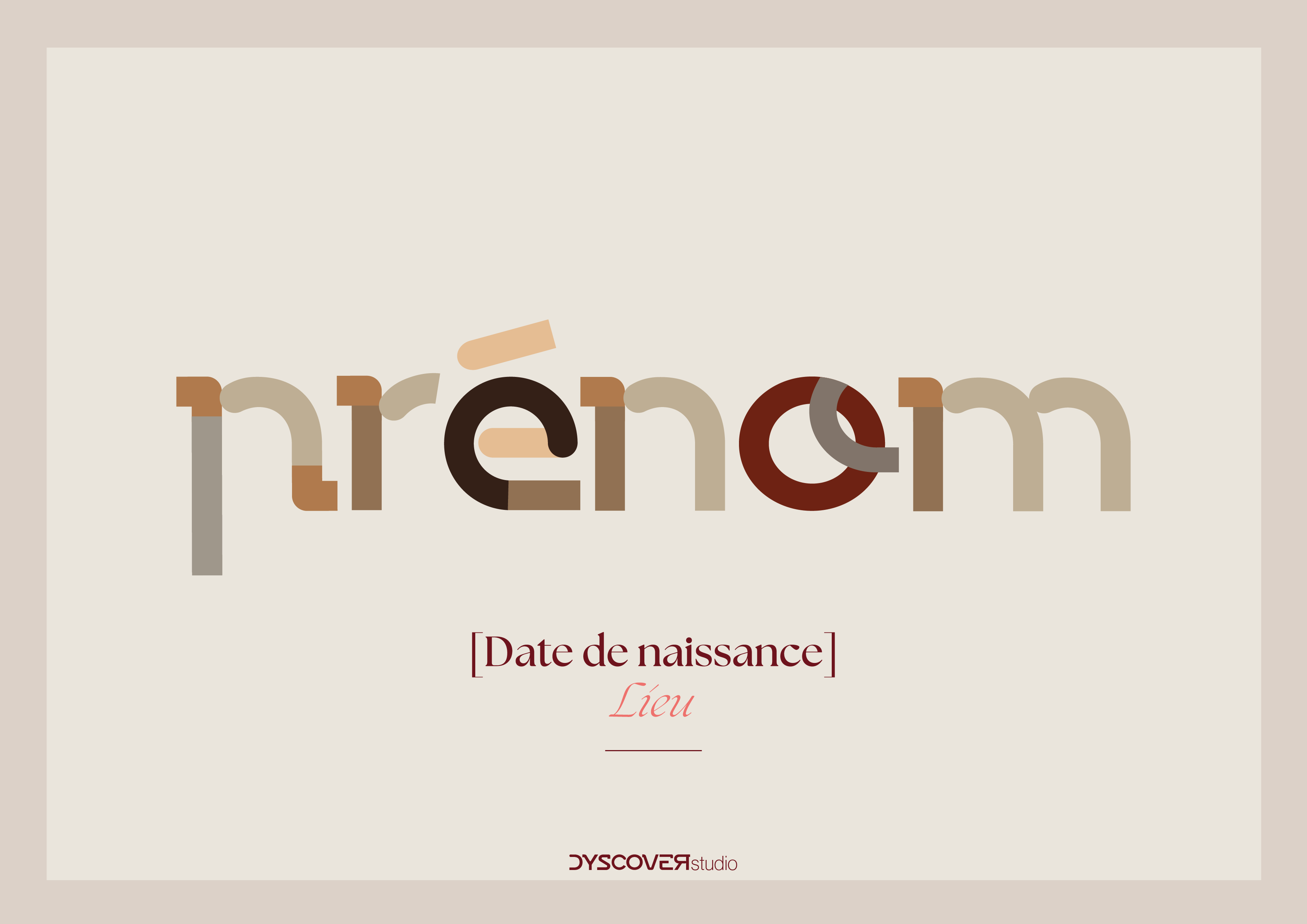 Collection Lettres à Encadrer | Gamme Nude [Affiche de Naissance]